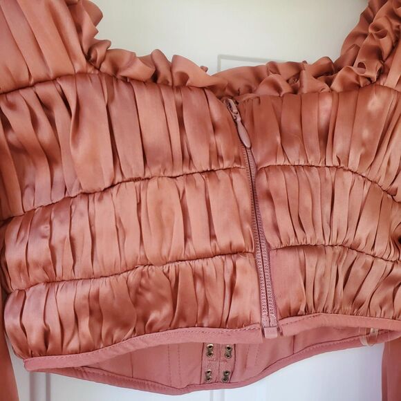 House of Cb Palais Rouge Ruched Organza Corset Pink 100% Pure Silk Women's Small - Picture 10 of 15